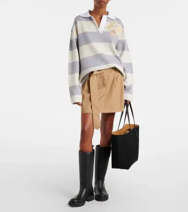 Moncler Striped wool and cotton-blend polo shirt | Thumbnail 2 Moncler Striped wool and cotton-blend polo shirt | Thumbnail 2