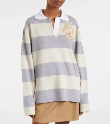 Moncler Striped wool and cotton-blend polo shirt | Thumbnail 6 Moncler Striped wool and cotton-blend polo shirt | Thumbnail 6