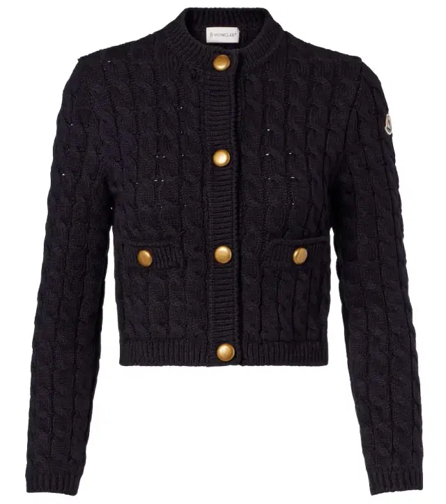Cable-knit cotton-blend cardigan