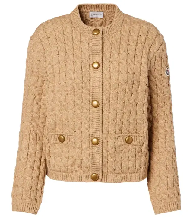 Cable-knit cotton-blend cardigan