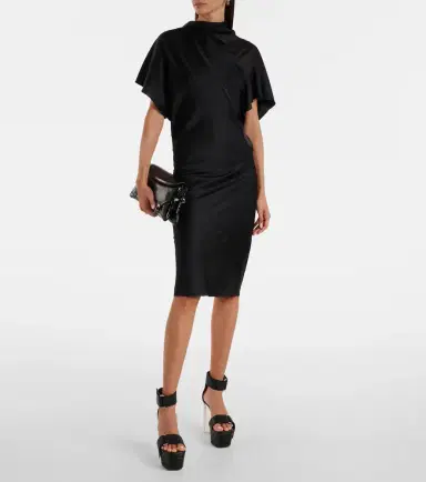Rick Owens Seb draped charmeuse midi dress | Thumbnail 2
