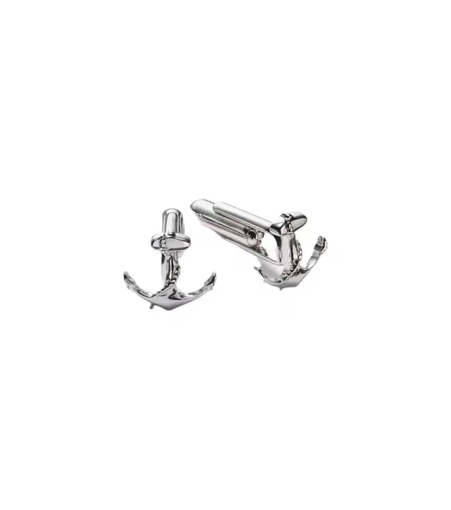Mateo Anchor rhodium-plated sterling silver cufflinks