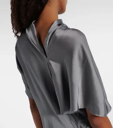 Rick Owens Gathered satin midi dress | Thumbnail 3