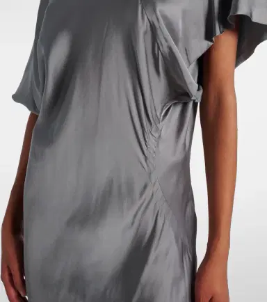 Rick Owens Gathered satin midi dress | Thumbnail 4