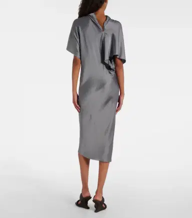 Rick Owens Gathered satin midi dress | Thumbnail 5