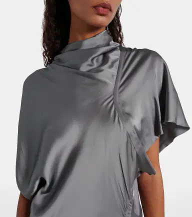 Rick Owens Gathered satin midi dress | Thumbnail 6