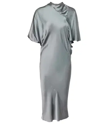 Rick Owens Gathered satin midi dress | Thumbnail 1