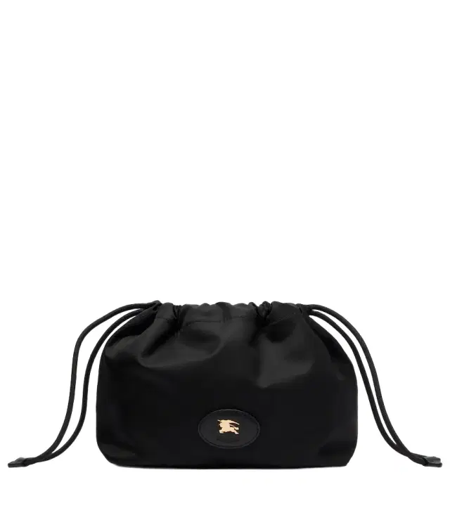Reversible leather-trimmed pouch