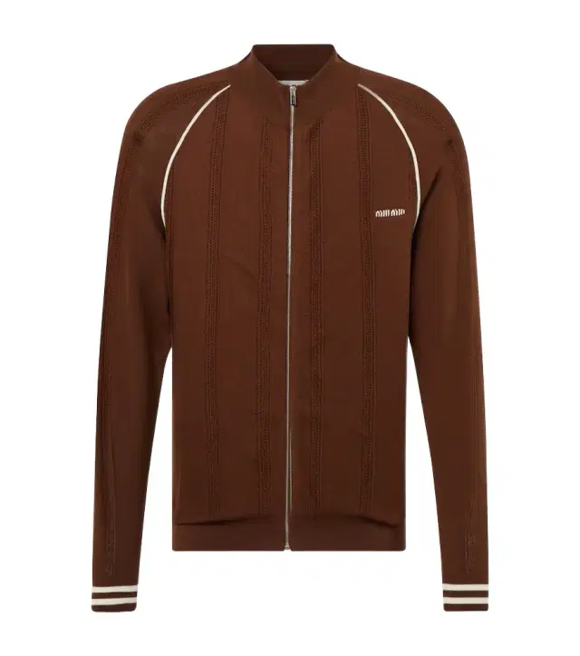 Miu Miu Logo cotton-blend zip-up cardigan