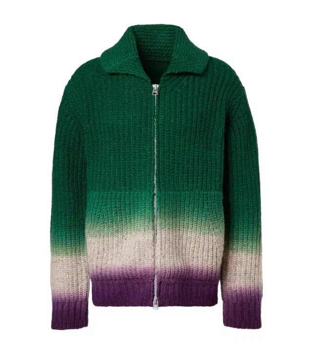 Sacai Ribbed-knit wool zip-up cardigan