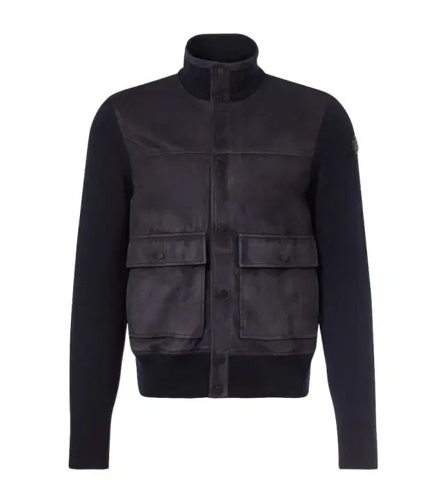 Paneled suede and wool jacket