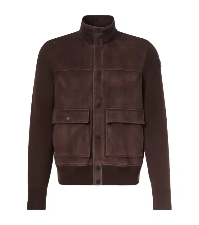 Paneled suede and wool jacket