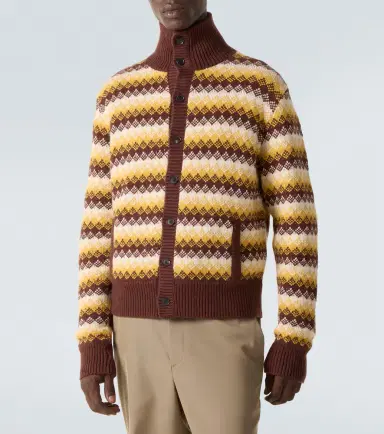 Auralee Cashmere and wool jacquard cardigan | Thumbnail 3