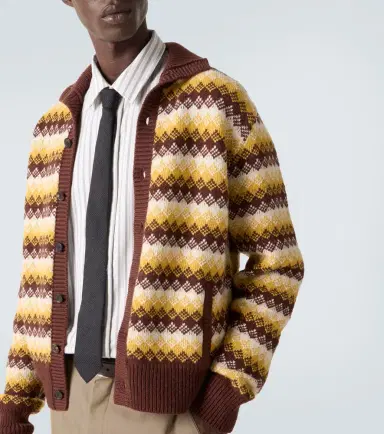 Auralee Cashmere and wool jacquard cardigan | Thumbnail 4