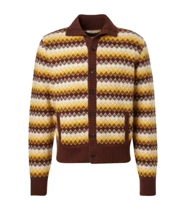Auralee Cashmere and wool jacquard cardigan | Thumbnail 1