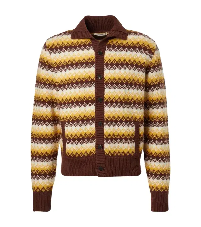 Auralee Cashmere and wool jacquard cardigan