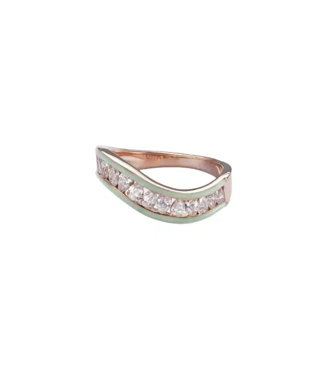 Kamyen 18kt rose gold and enamel ring with diamonds