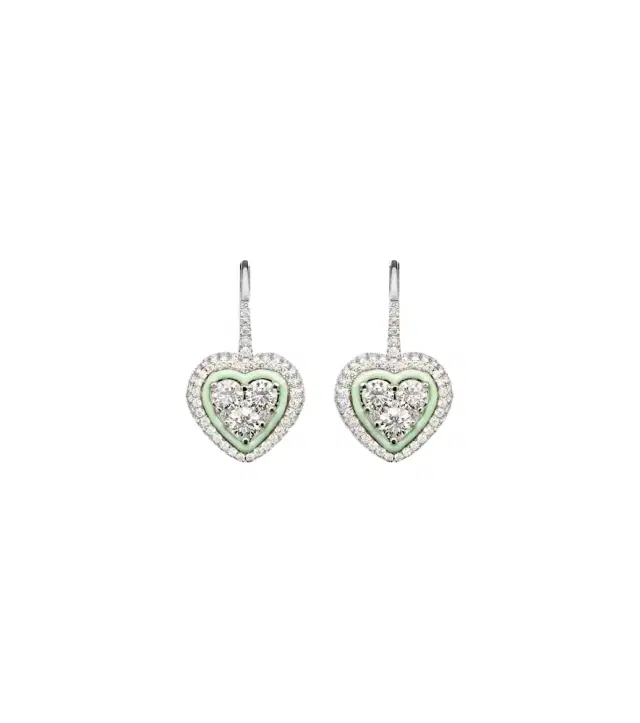 Kamyen 18kt white gold earrings with enamel and diamonds