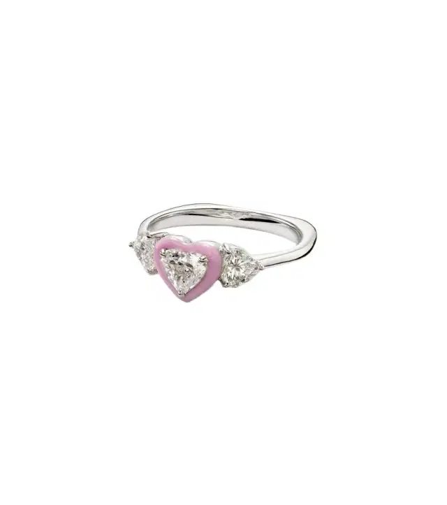 Kamyen 18kt white gold and enamel ring with diamonds