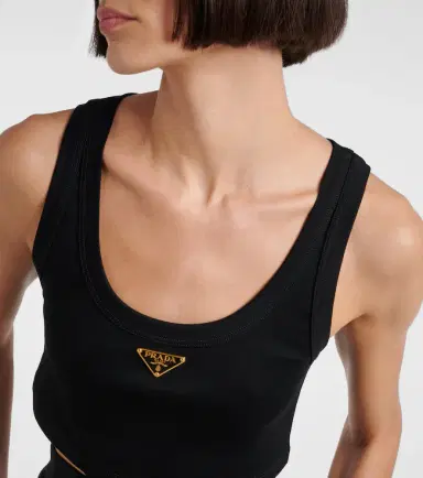 Prada Logo cotton crop top | Thumbnail 2 Prada Logo cotton crop top | Thumbnail 2