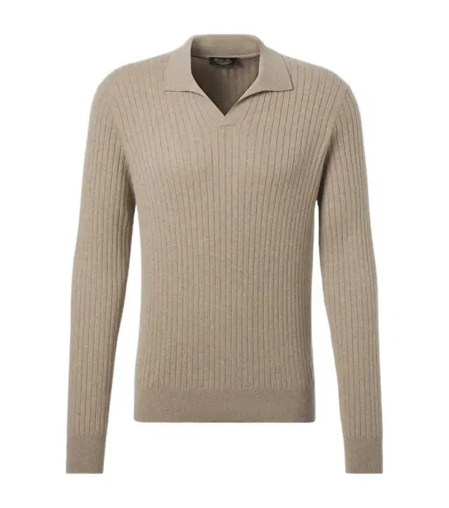 Loro Piana Ribbed-knit cashmere polo sweater