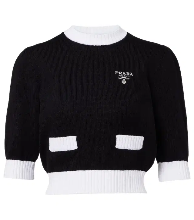 Prada Waffle-knit cropped cotton sweater
