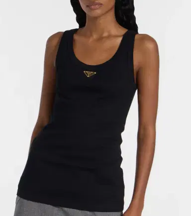 Prada Ribbed-knit cotton jersey tank top | Thumbnail 2