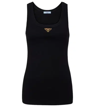 Prada Ribbed-knit cotton jersey tank top | Thumbnail 1