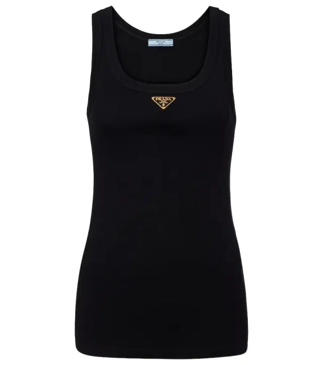 Prada Ribbed-knit cotton jersey tank top