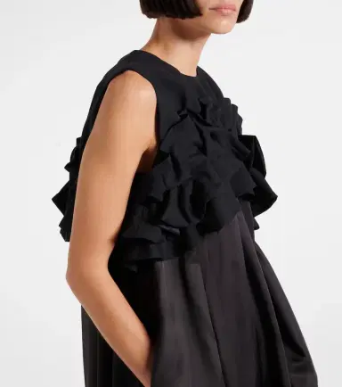 Noir Kei Ninomiya Ruffled wool midi dress | Thumbnail 3 Noir Kei Ninomiya Ruffled wool midi dress | Thumbnail 3