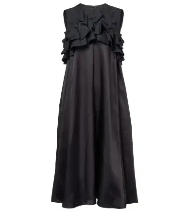 Noir Kei Ninomiya Ruffled wool midi dress | Thumbnail 1 Noir Kei Ninomiya Ruffled wool midi dress | Thumbnail 1