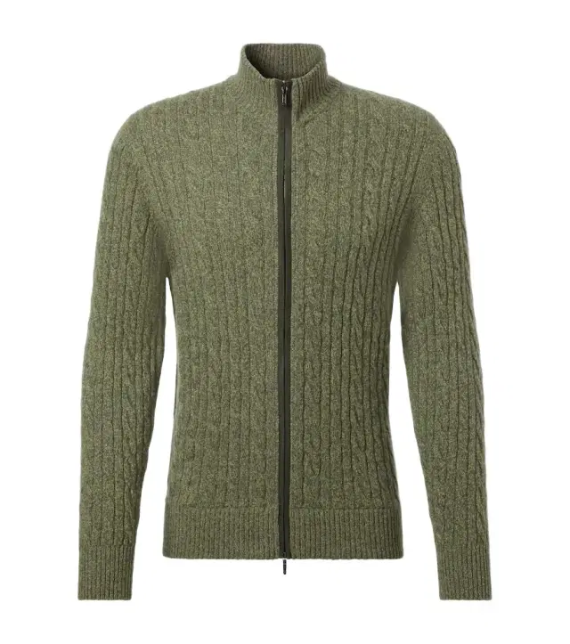 Loro Piana Cable-knit cashmere zip-up sweater