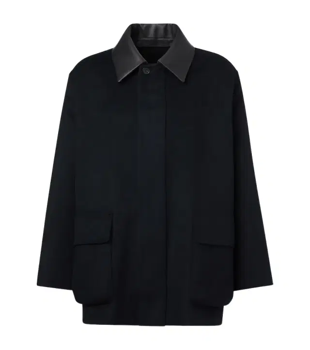 Leather-trimmed cashmere blouson jacket