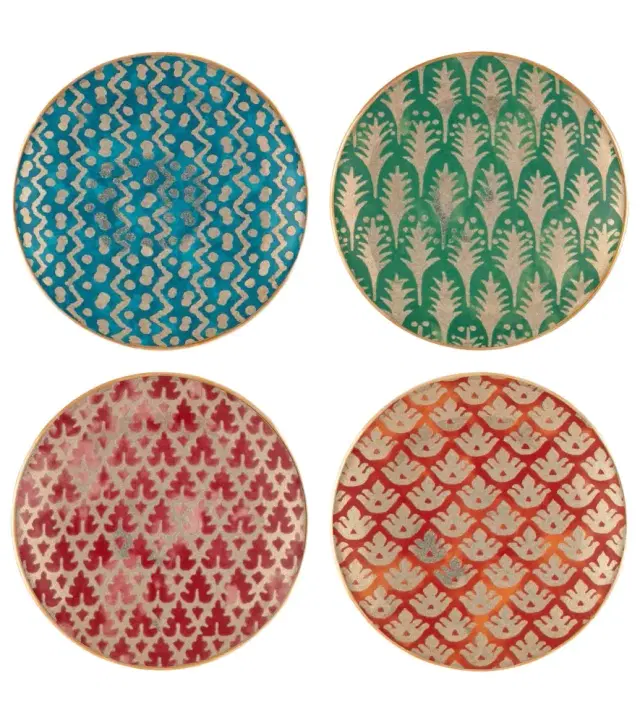 L'Objet x Fortuny set of 4 earthenware canapé plates