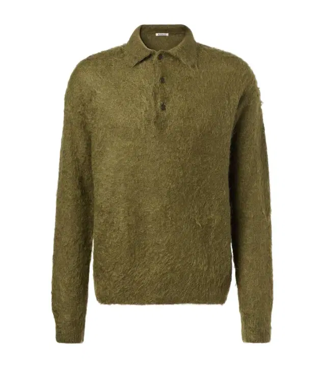 Auralee Mohair and wool polo sweater