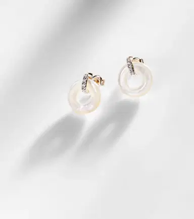 Mateo 14kt gold earrings with mother-of-pearl and diamonds | Thumbnail 5 Mateo 14kt gold earrings with mother-of-pearl and diamonds | Thumbnail 5