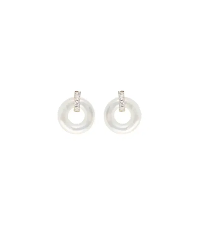 14kt gold earrings with mother-of-pearl and diamonds