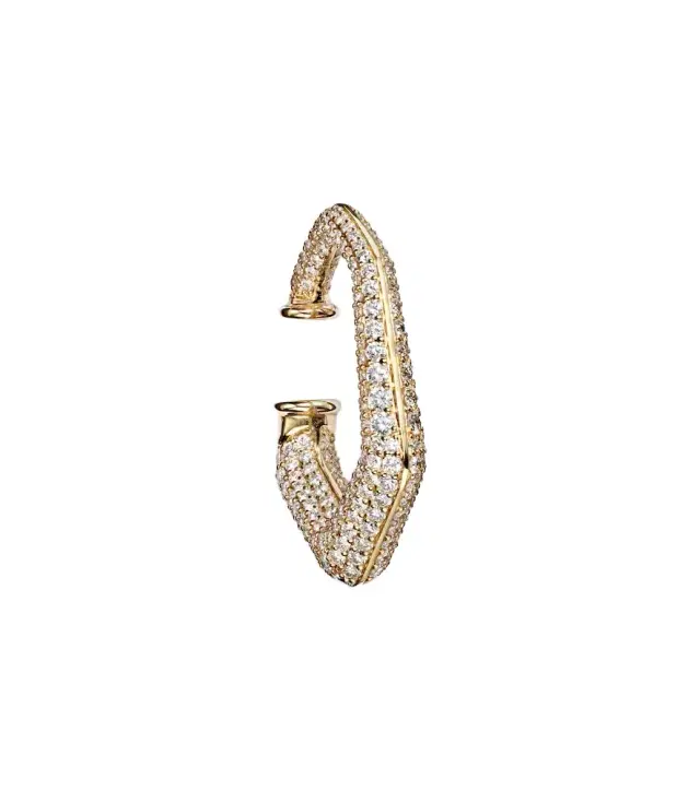 Carved 18kt gold ear cuff with diamonds