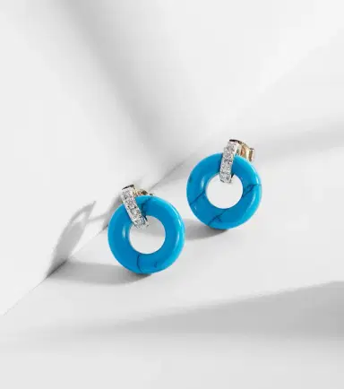 Mateo 14kt gold earrings with turquoise and diamonds | Thumbnail 3