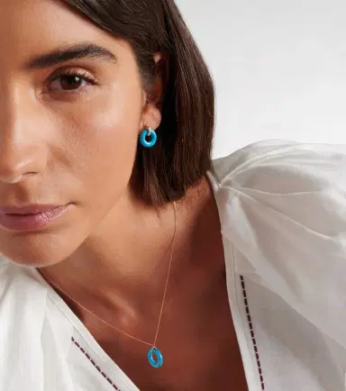 Mateo 14kt gold earrings with turquoise and diamonds | Thumbnail 4