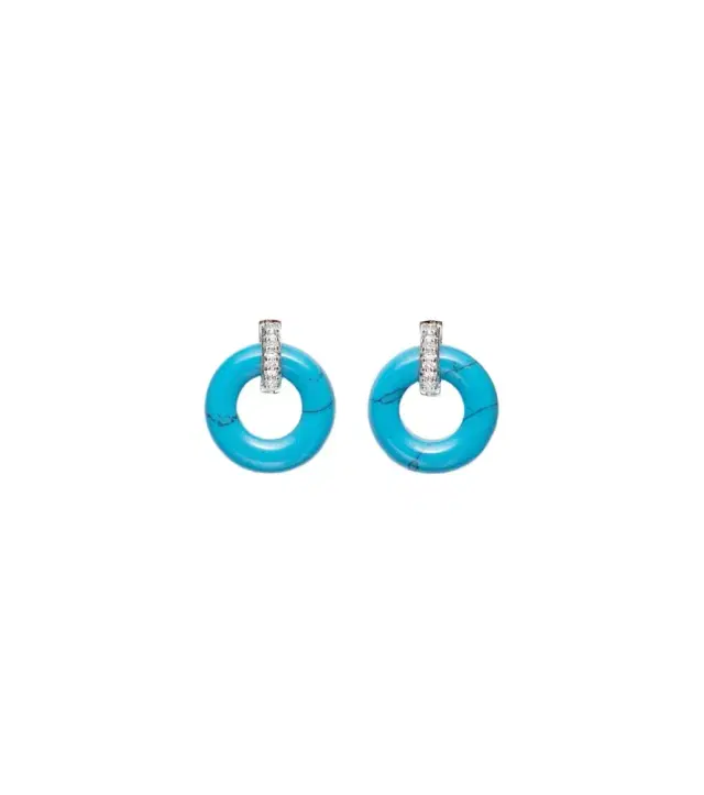 14kt gold earrings with turquoise and diamonds