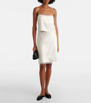Leset Barb lace-trimmed satin slip skirt | Thumbnail 2