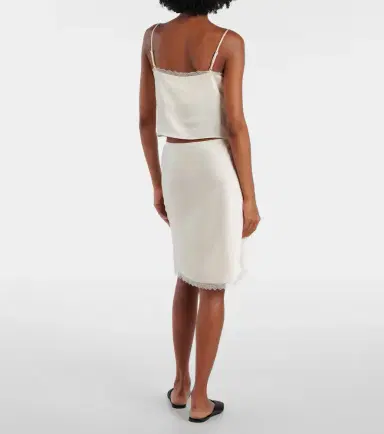 Leset Barb lace-trimmed satin slip skirt | Thumbnail 3