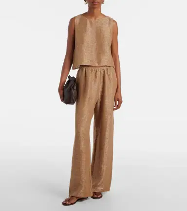 Leset Stella sequined linen-blend wide-leg pants | Thumbnail 2