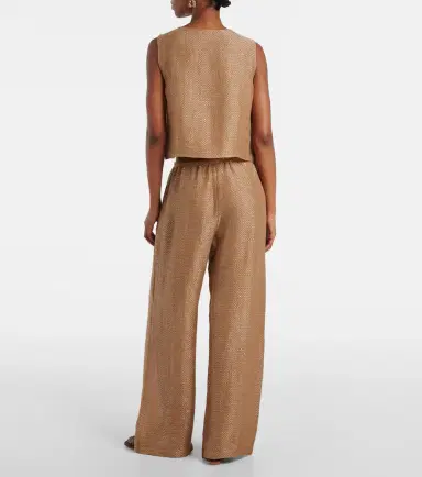 Leset Stella sequined linen-blend wide-leg pants | Thumbnail 3