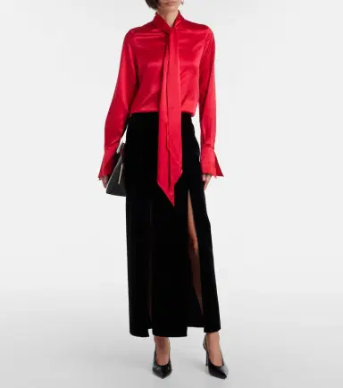 Nina Ricci Lavalliere silk crêpe de chine shirt | Thumbnail 2 Nina Ricci Lavalliere silk crêpe de chine shirt | Thumbnail 2