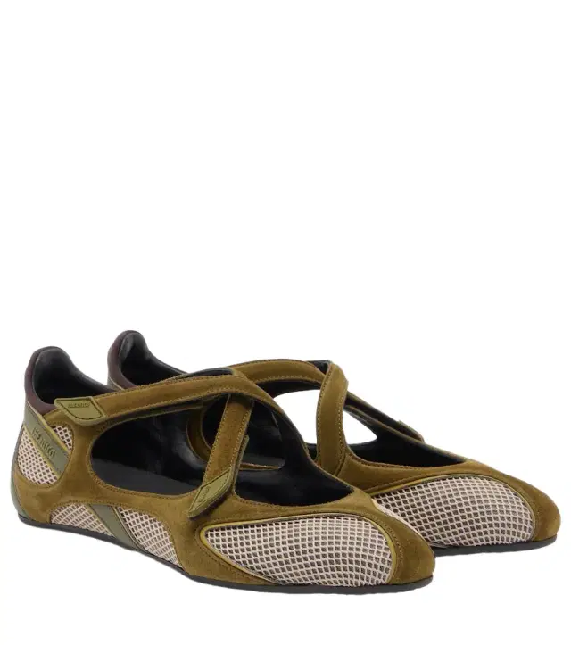 The Attico Floor 01 suede and mesh ballet flats