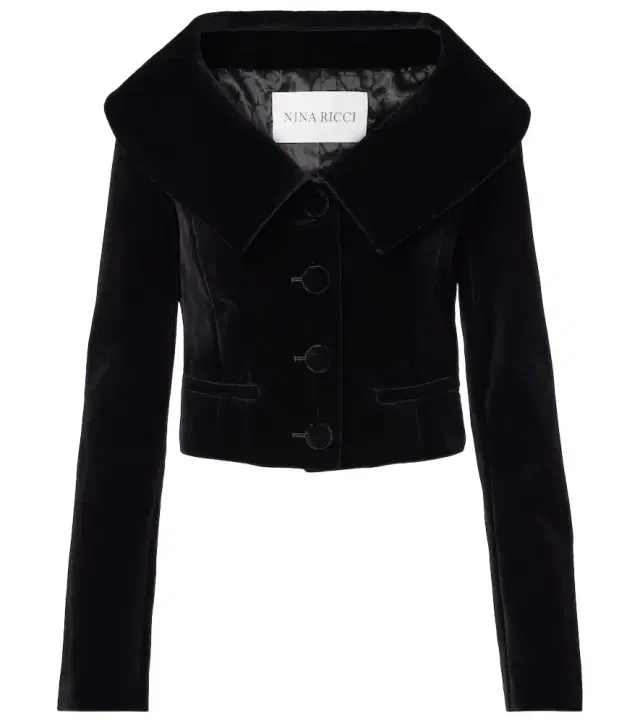 Nina Ricci Cropped cotton velvet jacket
