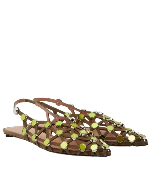 The Attico Grid embellished ballet flats