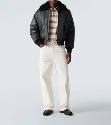 AMI PARIS Shearling-trimmed leather bomber jacket | Thumbnail 2